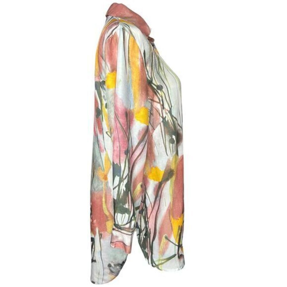 JOHN MARK Watercolor‎ Floral V-neck Long Sleeve Tunic Shirt Size Small - Picture 3 of 12